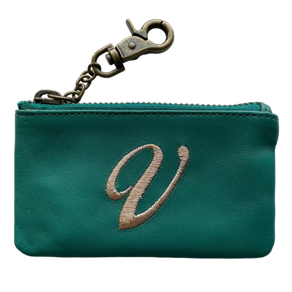 Albright Green Leather Zip Pouch